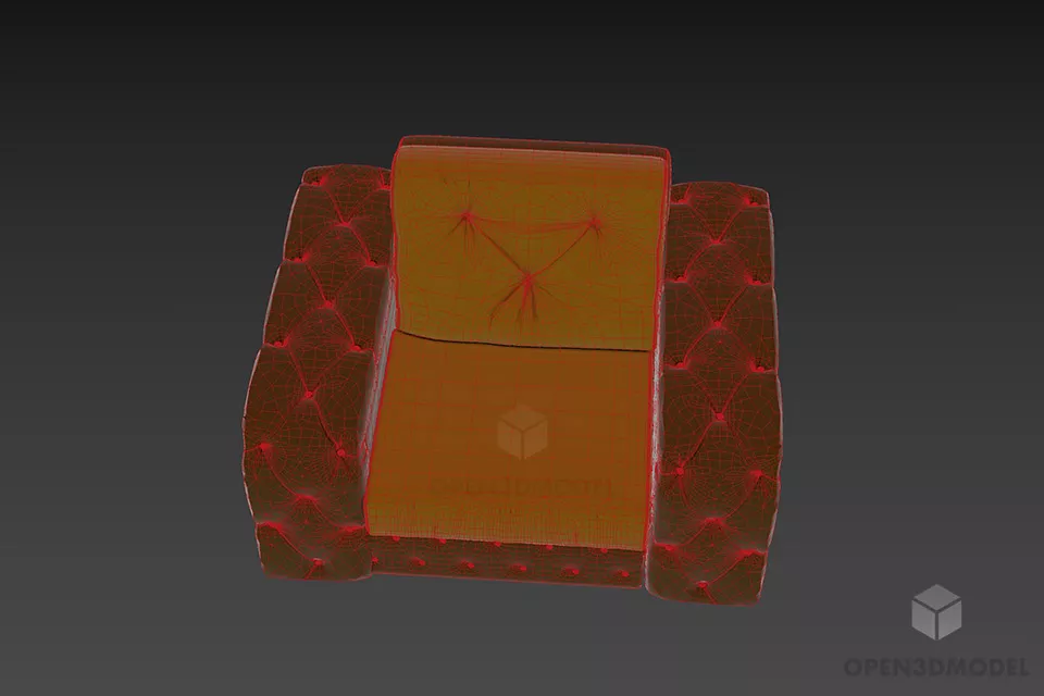 Upholstery Tufted Armchair Leather Finished 3d model 3