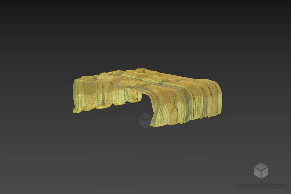 Vintage Furniture Veil With Strip Pattern 3d model 2