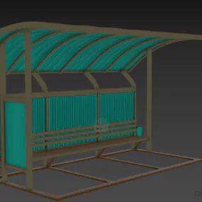 Bus Stop With Curved Canopy 3d model