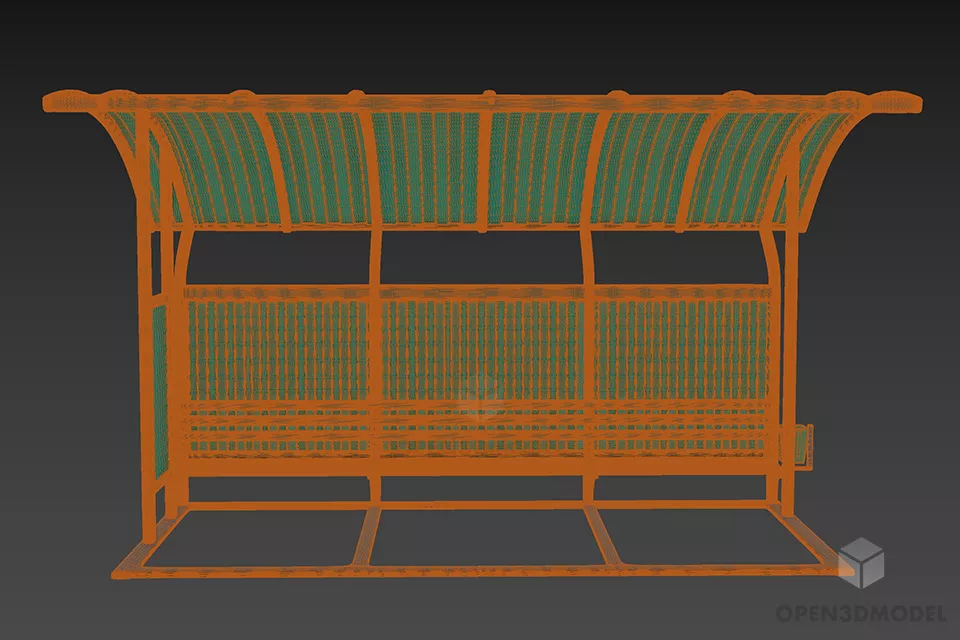 Bus Stop With Curved Canopy 3d model 3