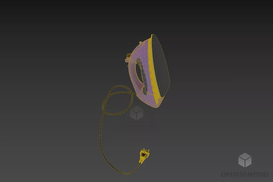 Old Iron With Wire Black Decker Brand 3d model 3