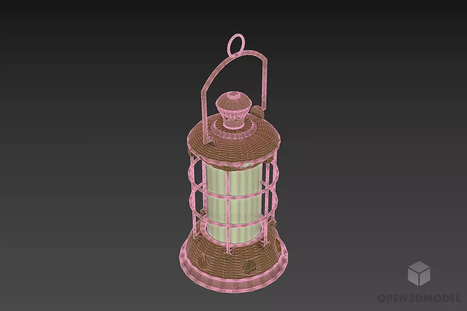 Iron Oil Lantern Lamp 3d model 2