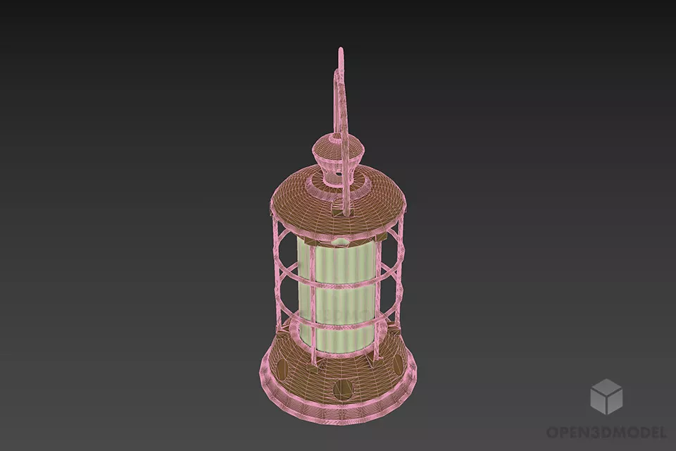 Iron Oil Lantern Lamp 3d model 3