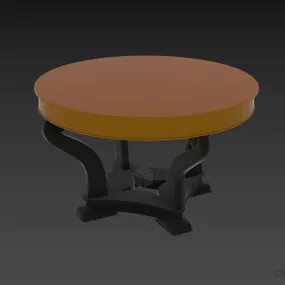 Wood Coffee Table, Curved Leg 3d model