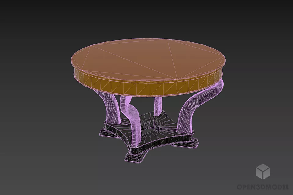 Wood Coffee Table, Curved Leg 3d model 3