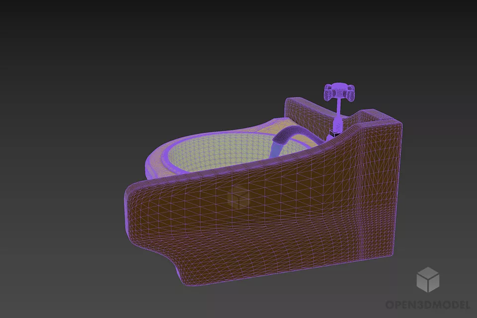 Corner Sink Antique With Stand 3d model 2