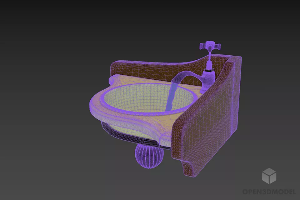 Corner Sink Antique With Stand 3d model 3