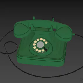 Vintage Rotary Phone With Wire 3d model