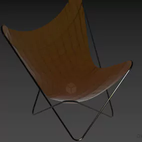 Butterfly Chair Leather With Steel Frame 3d model