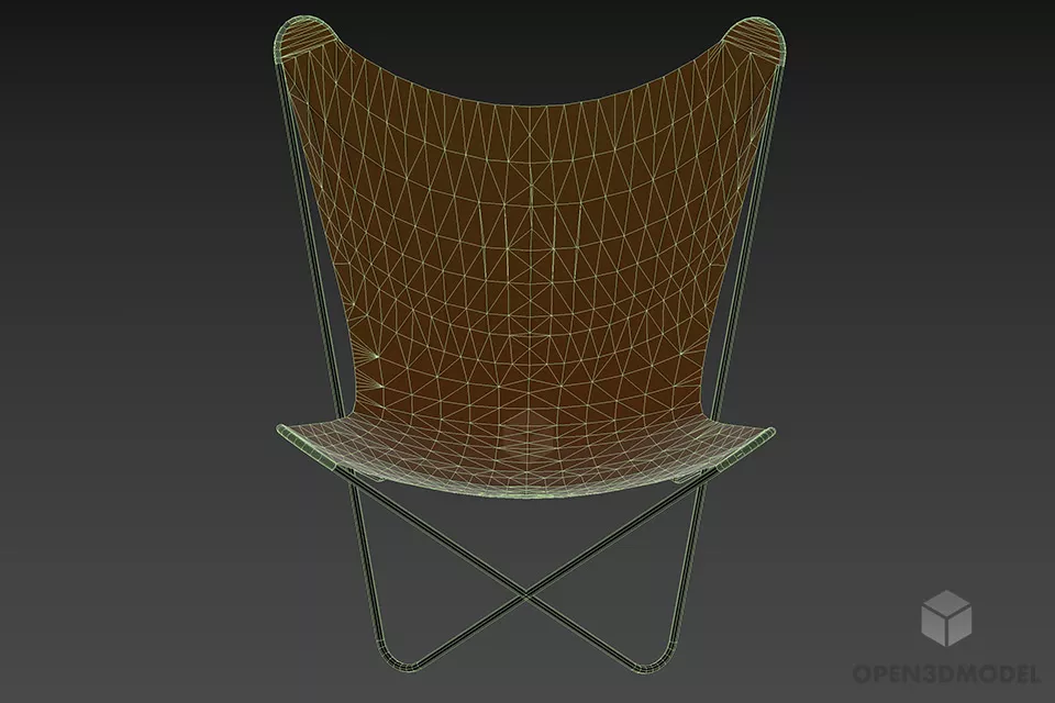 Butterfly Chair Leather With Steel Frame 3d model 3