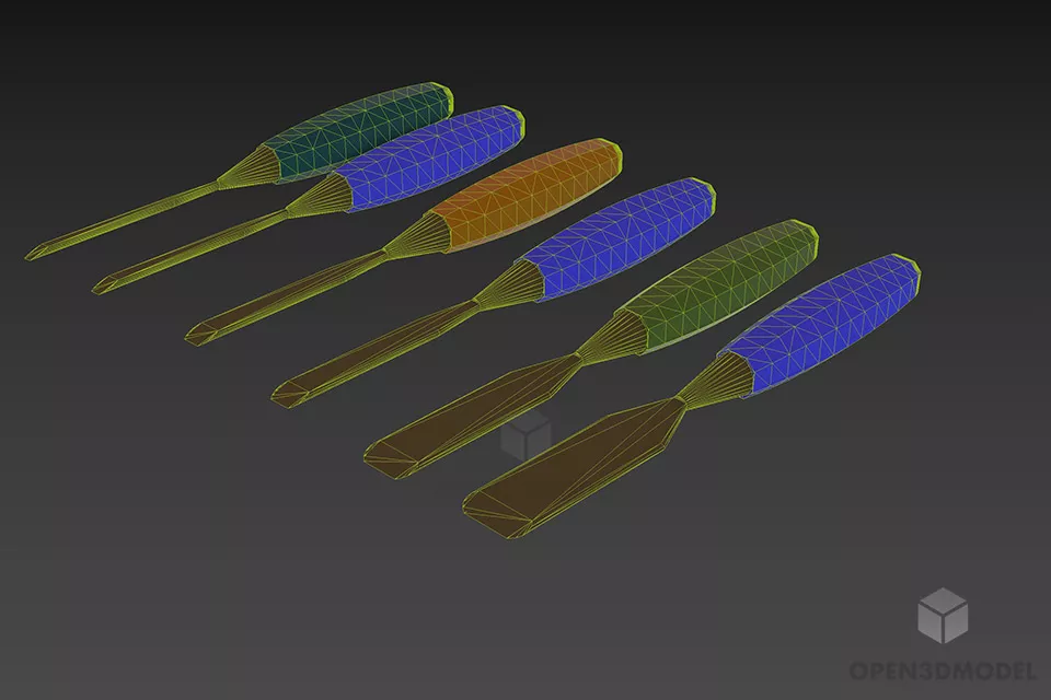 Carpenter Tool Shisel 3d model 2