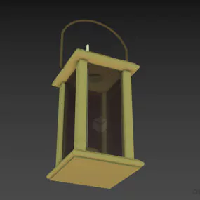 Wooden Frame Lantern 3d model