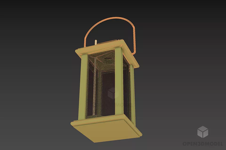 Wooden Frame Lantern 3d model 3
