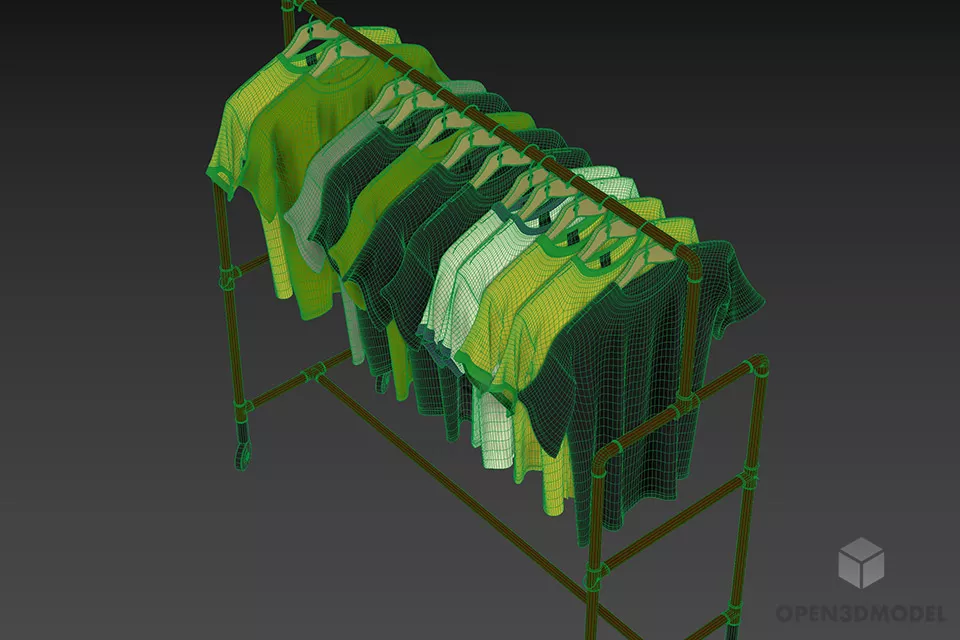 Fashion Shop Rack Of Shirts 3d model 2