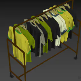 Fashion Shop Rack Of Shirts 3d model