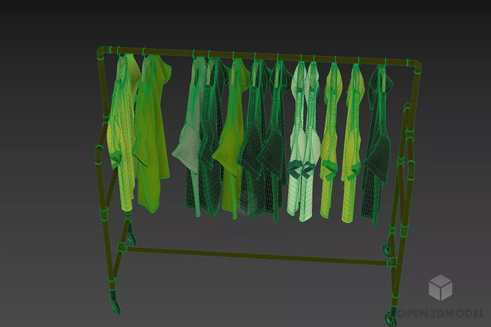 Fashion Shop Rack Of Shirts 3d model 3