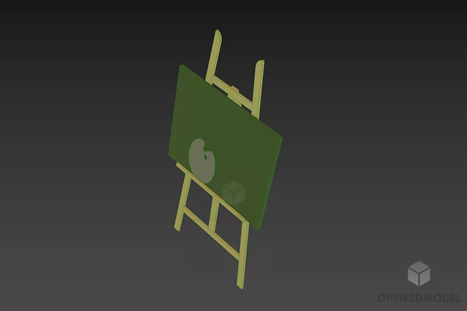 Easel With Canvas 3d model 2