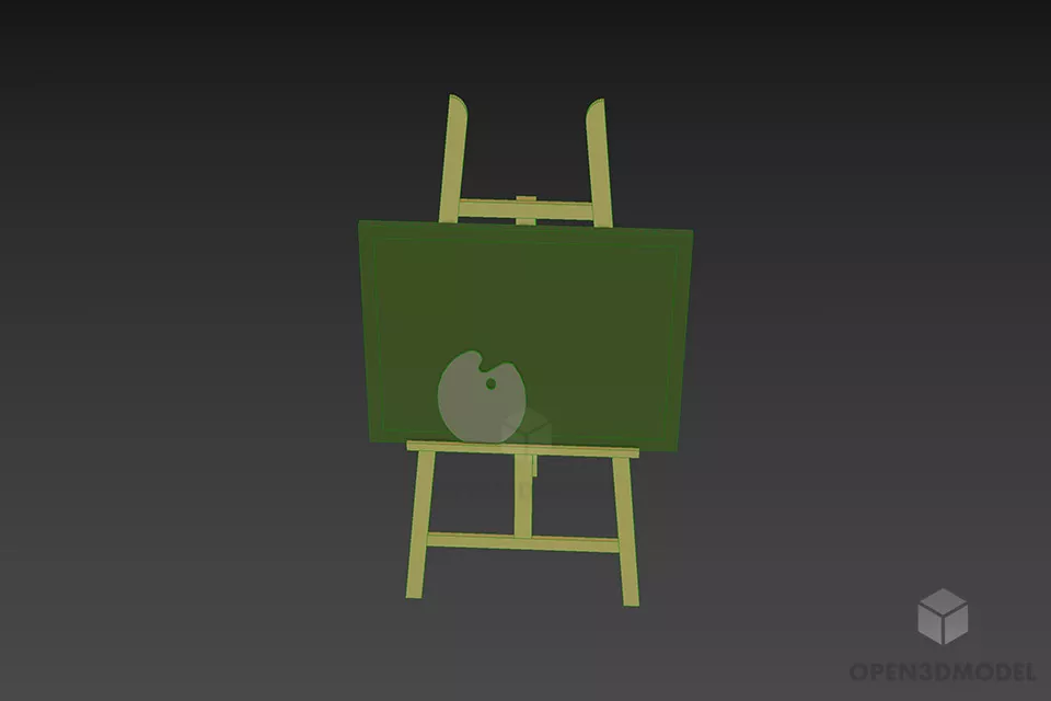 Easel With Canvas 3d model 3