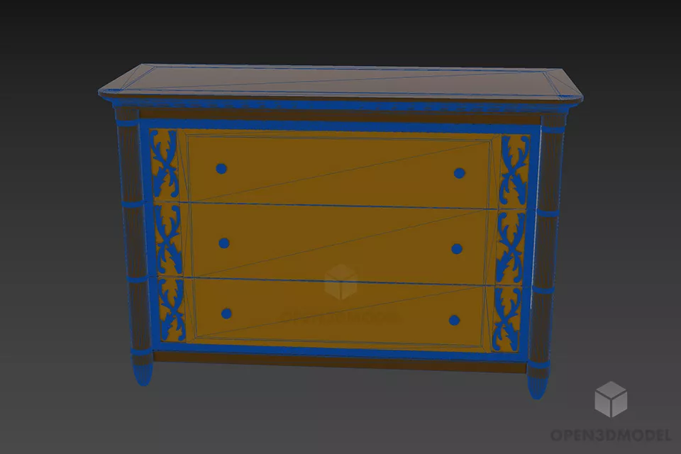 Side Locker With Carved Frame 3d model 3