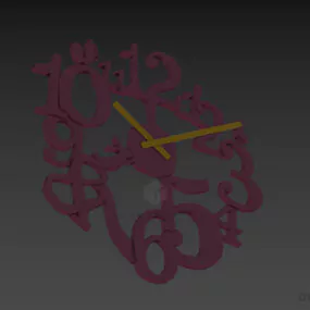 Wall Clock With Stylist Numbers 3d model