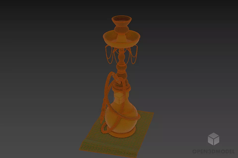 Glass Hookah With Stand 3d model 2