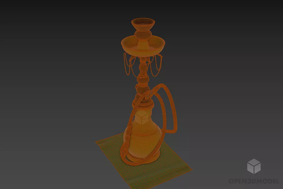 Glass Hookah With Stand 3d model 3