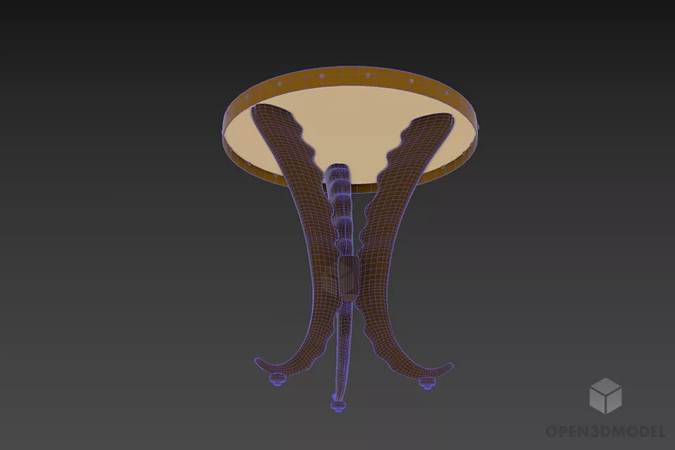 Round Table Coffee Dialma With Curved Lag 3d model 3