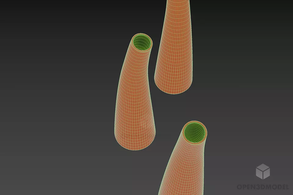 Curved Cylinder Modern Vase 3d model 2