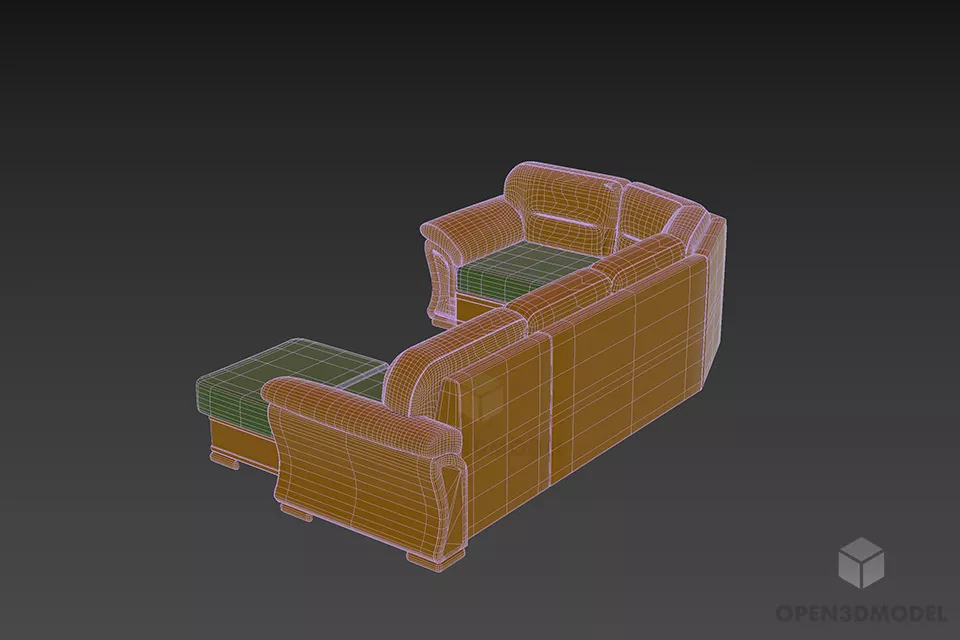 U Shape Sofa, Restaurant Sofa Furniture 3d model 2