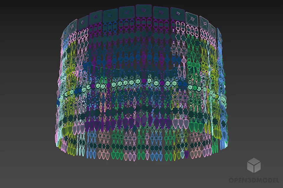 Round Cylinder Chandelier Crystal Shade 3d model 3