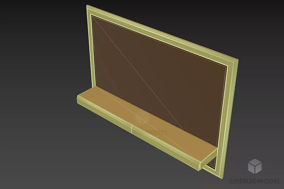 Large Rectangle Mirror With Drawer 3d model 2
