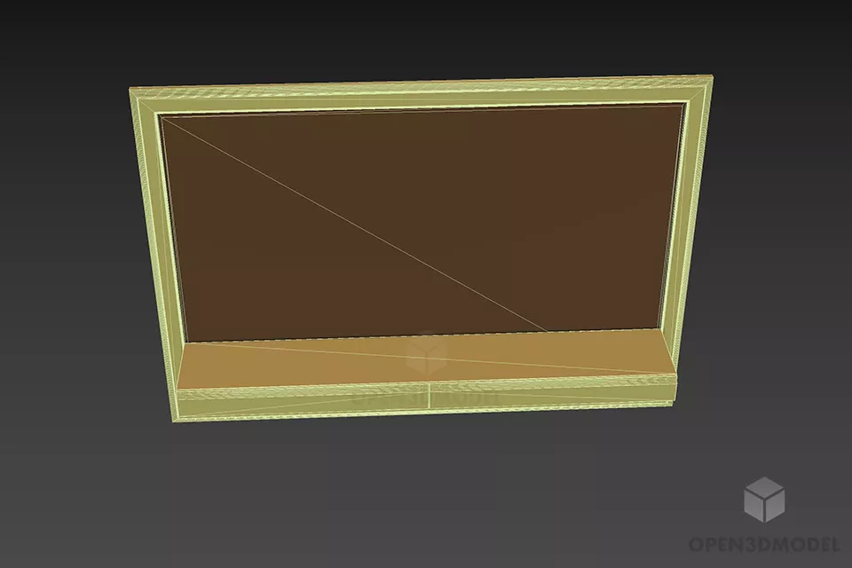 Large Rectangle Mirror With Drawer 3d model 3