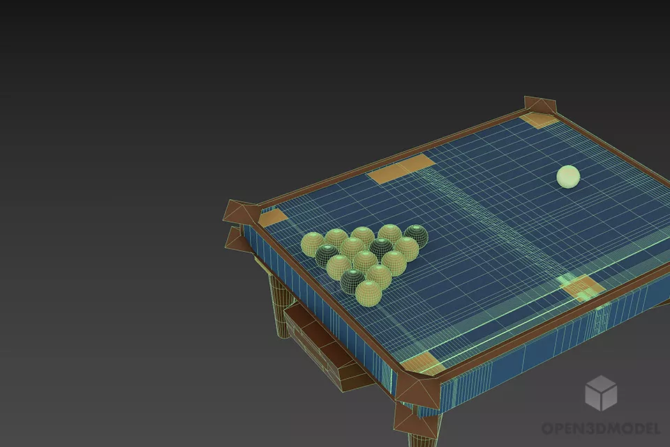 Billiard Table With Balls, Sport Table 3d model 2