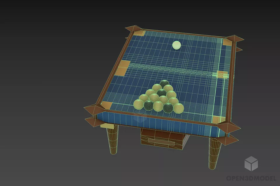 Billiard Table With Balls, Sport Table 3d model 3