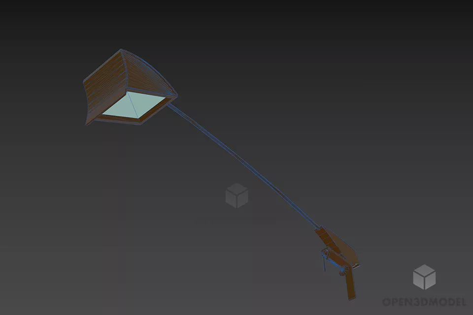 Curved Lamp Desk Industrial Style 3d model 2