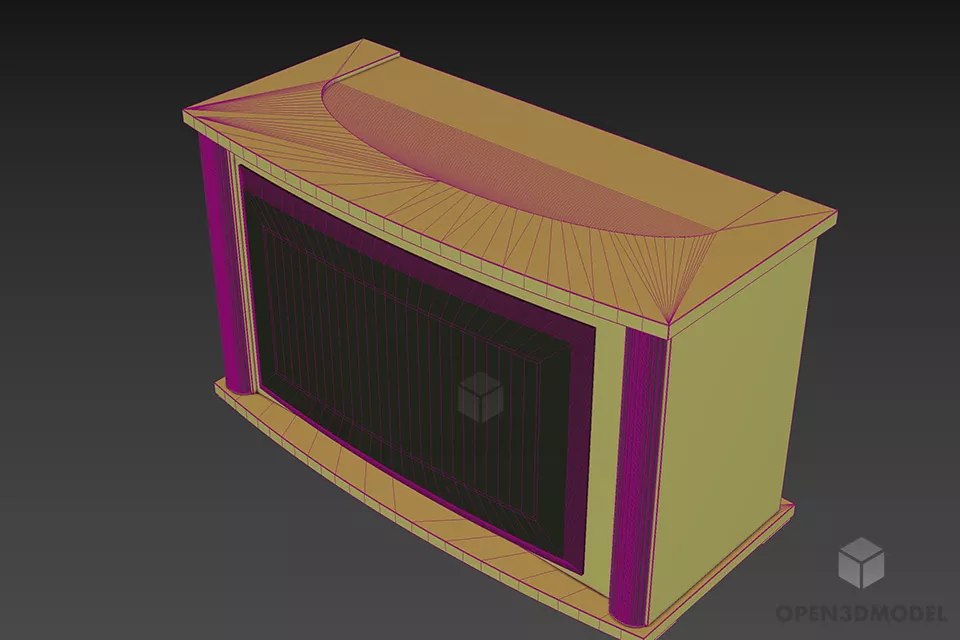 Wood Side Locker Curved Shape 3d model 2