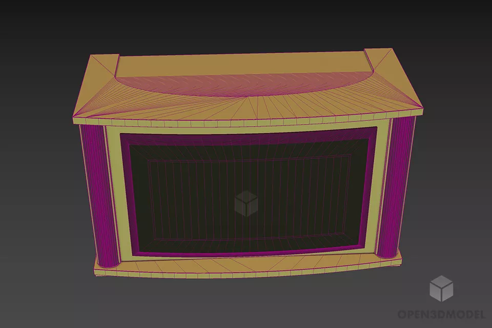 Wood Side Locker Curved Shape 3d model 3