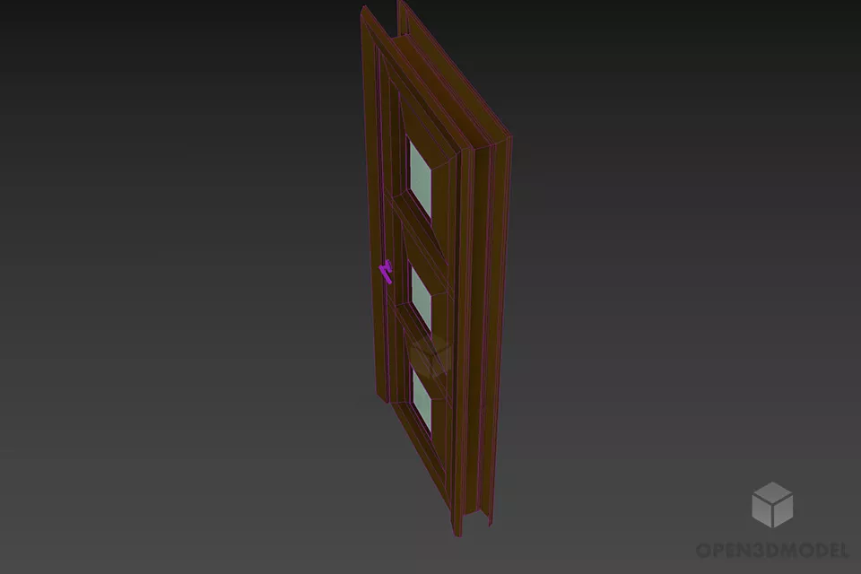 Apartment Door With Square Panel 3d model 2