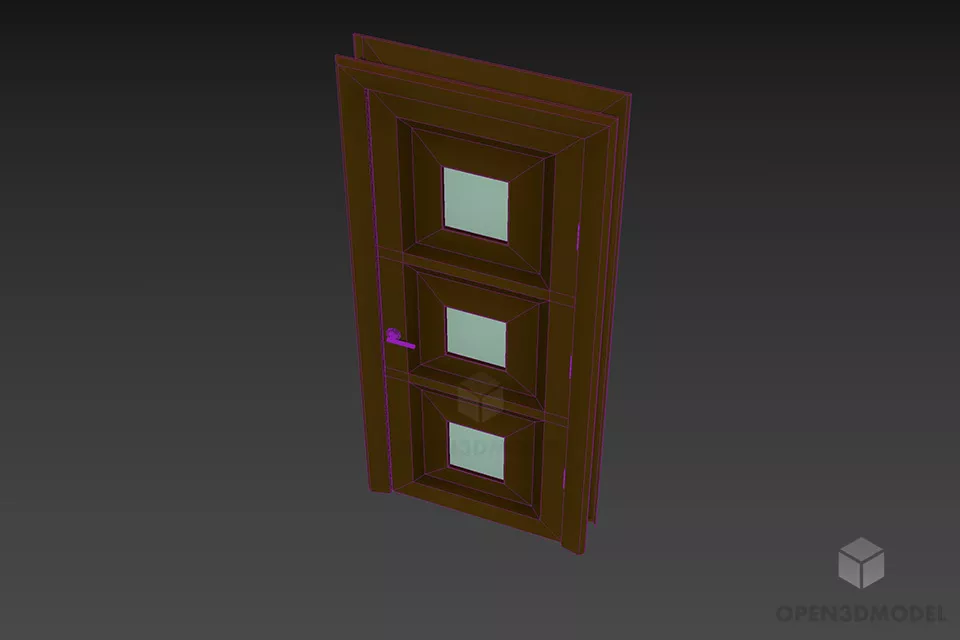 Apartment Door With Square Panel 3d model 3