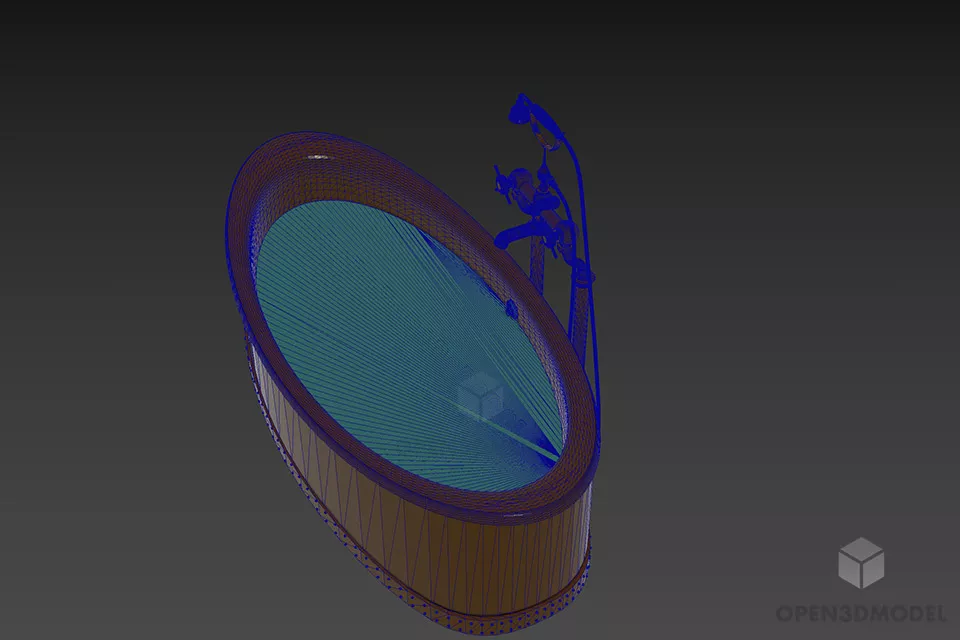 Oval Bathtub With Sink 3d model 2