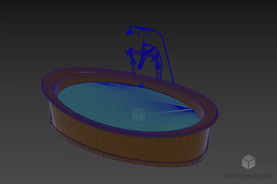 Oval Bathtub With Sink 3d model 3