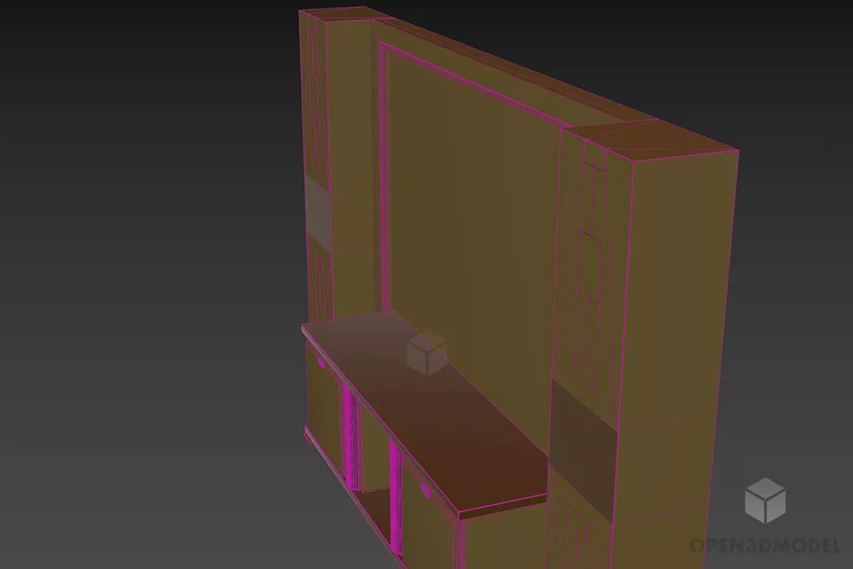 Tv Rack With Side Cabinet 3d model 2