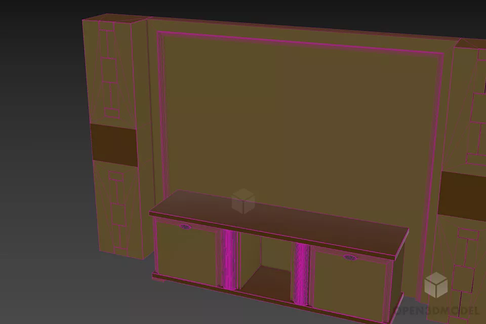 Tv Rack With Side Cabinet 3d model 3