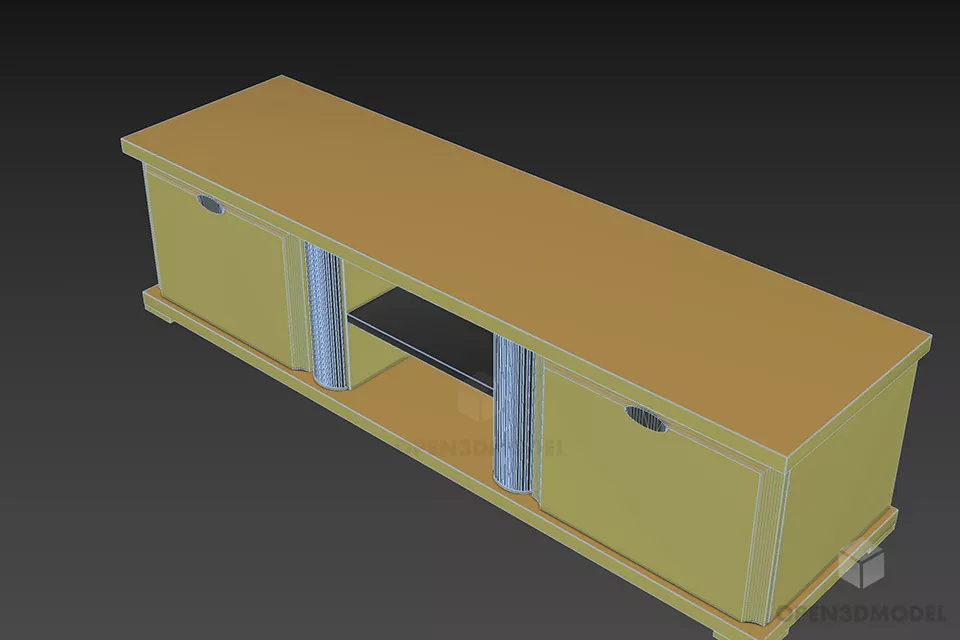 Tv Rack Wood Mdf 3d model 2