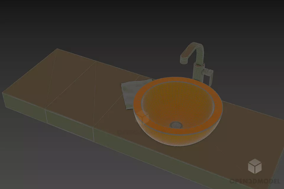 Modern Sink Fonte 3d model 3