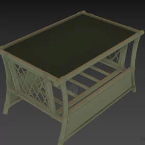 Coffee Wooden Table With Glass 3d model