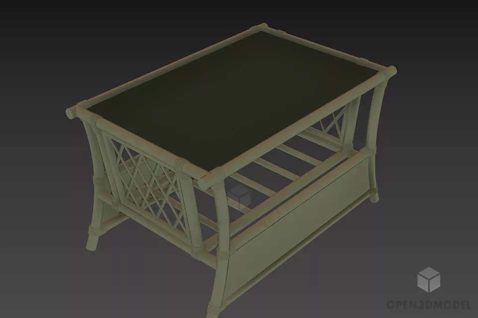 Curved Work Table With Under Cabinet 3d model