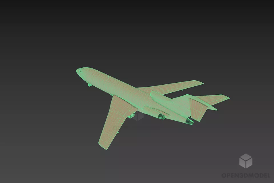 Passenger Boeing 727 Airplane 3d model 2