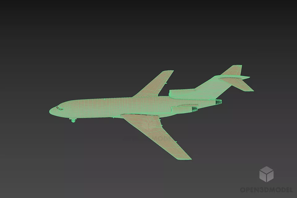 Passenger Boeing 727 Airplane 3d model 3