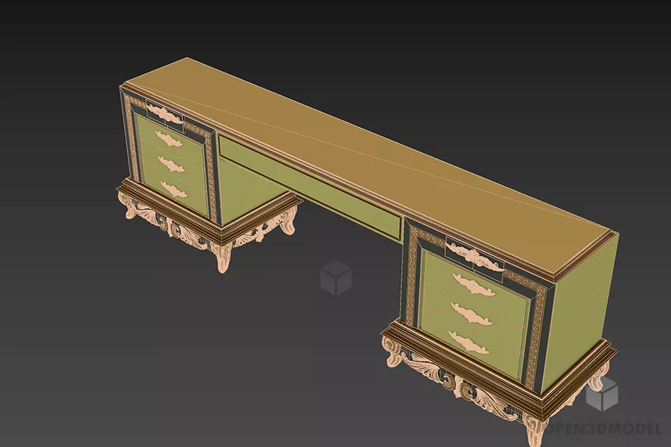 Locker Table With Dual Under Cabinet 3d model 2